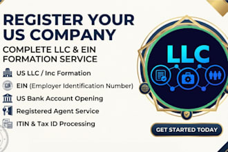 register US llc, ein, tax id, US bank account and llc formation