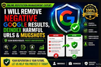 remove negative links, deindex harmful urls, delete mugshots on google search