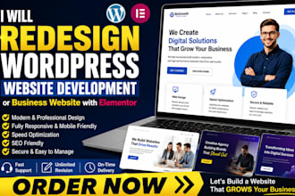 redesign wordpress webseite development or business webseite with elementor pro