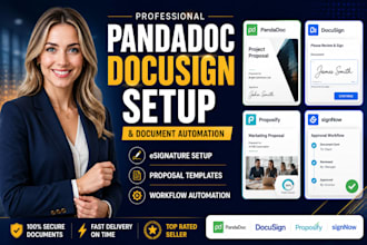 setup pandadoc, docusign, proposify, signnow and document automation