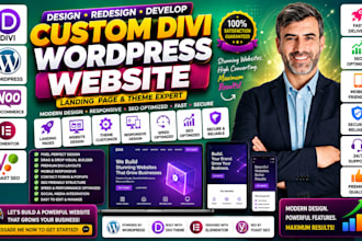 build custom divi wordpress landing page website theme design redesign developer