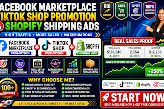 build facebook marketplace tiktok shop promotion and shopify shipping ads