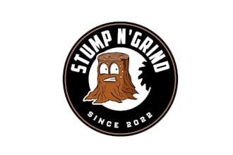 design grinds tree stumps mascot logo