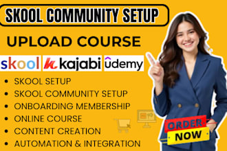 setup and organize your skool community, course upload and member onboarding