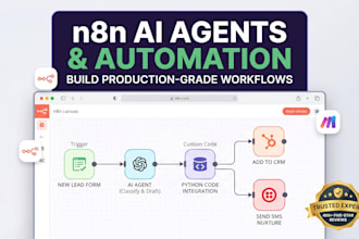 build n8n automation, n8n ai agent and make  workflow automation
