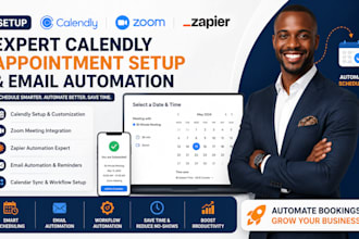 setup calendly, zoom, zapier expert calendly appointment setup email automation