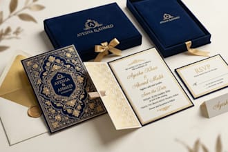 luxury velvet wedding invitation in royal blue
