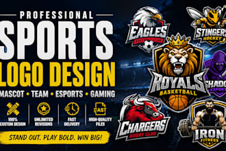 design sports logo, mascot, esports gaming and team branding
