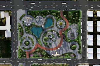 design public park, urban landscape, and green space cgi visualization
