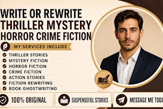 ghostwrite or rewrite thriller mystery action horror crime fiction story book