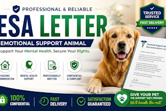 write professional esa letter for emotional support animal housing