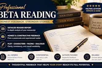 beta read your novel and provide honest, detailed feedback