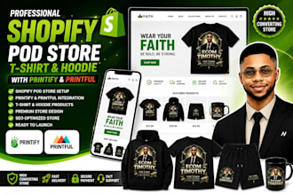 set up a shopify t shirt and hoodie pod store with printify and printful