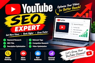 professional youtube video SEO to increase views, ranking