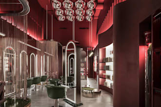 design a modern and functional salon interior with 3d rendering, spa layout,hair