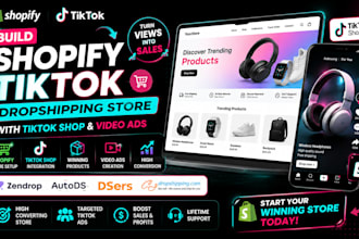 build shopify tiktok dropshipping store with tiktok shop and video ads