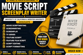 be your scriptwriter for movie script, screenplay and screenwriting