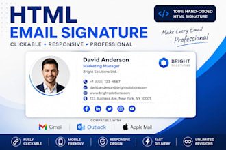 design clickable HTML email signature for gmail outlook apple mail