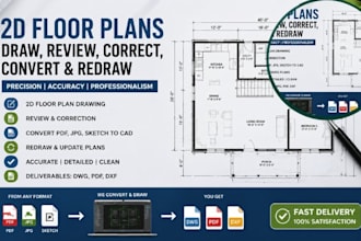draw, review, correct, convert and redraw 2d floor plans
