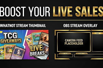 design premuim whatnot overlay, whatnot thumbnail, animated overlay scoreboard
