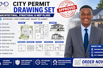 draw city permit floor plans, adu plans, autocad blueprint, house permit drawing
