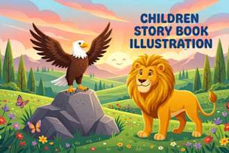 create children book illustration for kids story book and amazon KDP