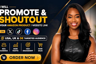 promote shoutout amazon website product link to x tiktok fb ig de USA UK audienc