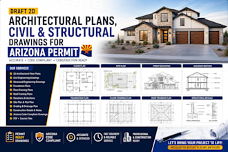 draft 2d architectural plans, civil and structural engineering plans for arizona
