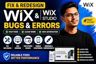fix wix website bug errors, fix wix studio website, 404 erros, website redesign