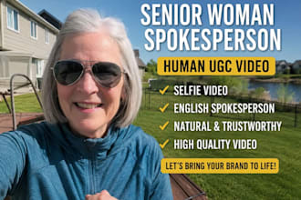 senior lady spokesperson ugc video human ugc selfie english video actor creator