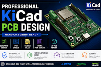 design a kicad pcb layout, schematic and gerber files