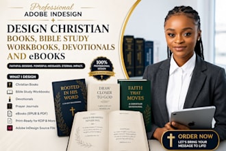 design christian books, bible study workbooks, devotionals in adobe indesign