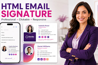 create clickable HTML email signature, responsive professional email signature