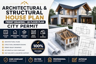 do architectural structural house plan permit drawing, 2d floor plan city permit