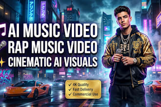 create 4k cinematic ai music video or lyric video for your rap, country song