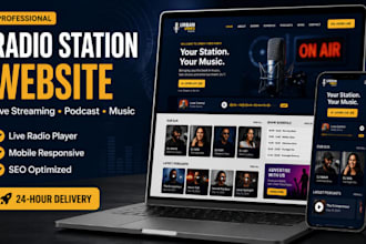 build a radio station website, online radio, podcast website with live streaming