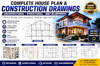draw architectural house plan structural drawing foundation plan mep blueprint