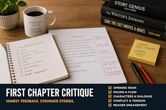 professionally critique your first chapter and opening pages or full manuscript