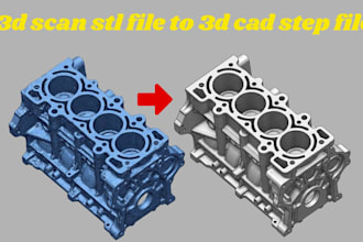 do reverse engineering, scan to cad,  stl to cad in solidworks and fusion360