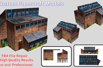custom building papercraft design and professional fbx file repair
