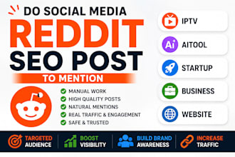 do social media reddit seo post to mention iptv aitool startup business website
