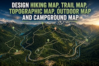 design hiking map, trail map, topographic map, outdoor map and campground map