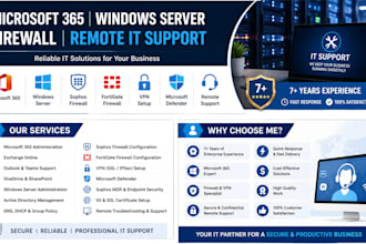 configure microsoft 365, sophos firewall, mdr, VPN, and IT support