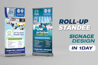 do creative signage design or rollup standee design