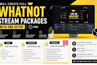 create a complete whatnot stream package with obs setup