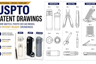 convert sketch, photo or cad model into uspto patent drawings