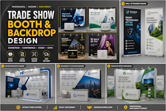 design trade show booth, exhibition backdrop and display graphics