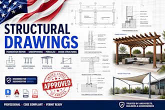 create structural drawings for foundation repair, underpinning, pergola