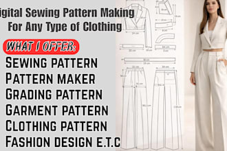 create custom sewing pattern clothing pattern PDF pattern and pattern grading