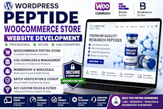 wordpress peptide woocommerce website coa research membership compliant store